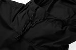 Chrome industries unisex, black windproof rain jacket with a hood. Built from super soft, windproof this Buckman packable anorak is an ideal companion for windy rides and autumn scooter sessions.